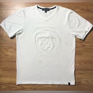 Studio De Vestiti Eleganti Italia Large V - Neck T Shirt White w Imprinted Logo